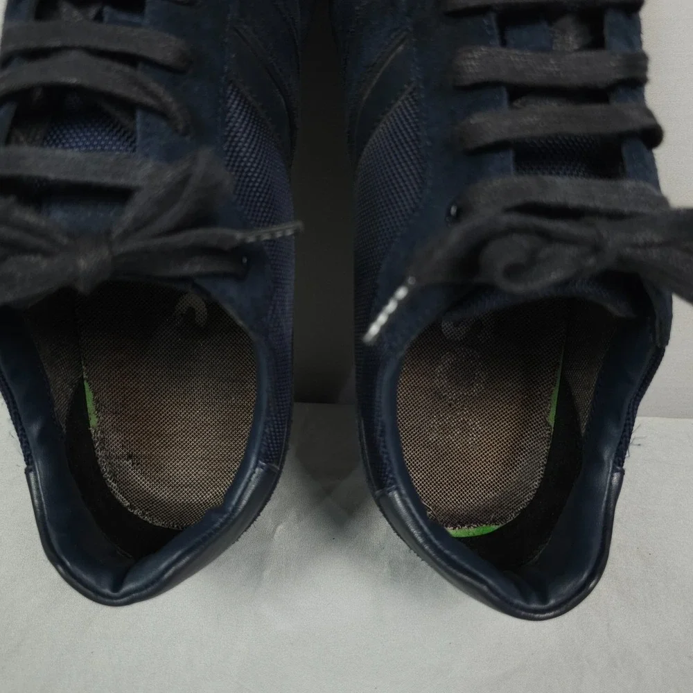 Hugo Boss Glaze Shoes Men Size 43 US 10 Navy Blue Suede Low Lace Up Sneaker